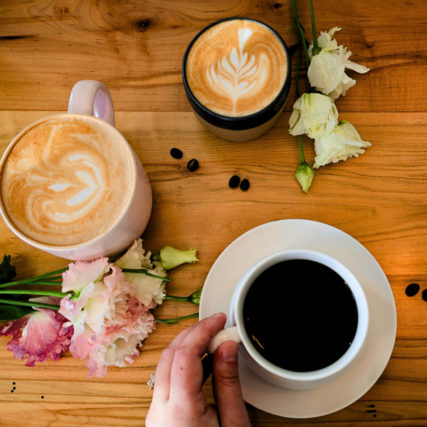 Latte art, overhead, Plant Bar Specialty Coffee