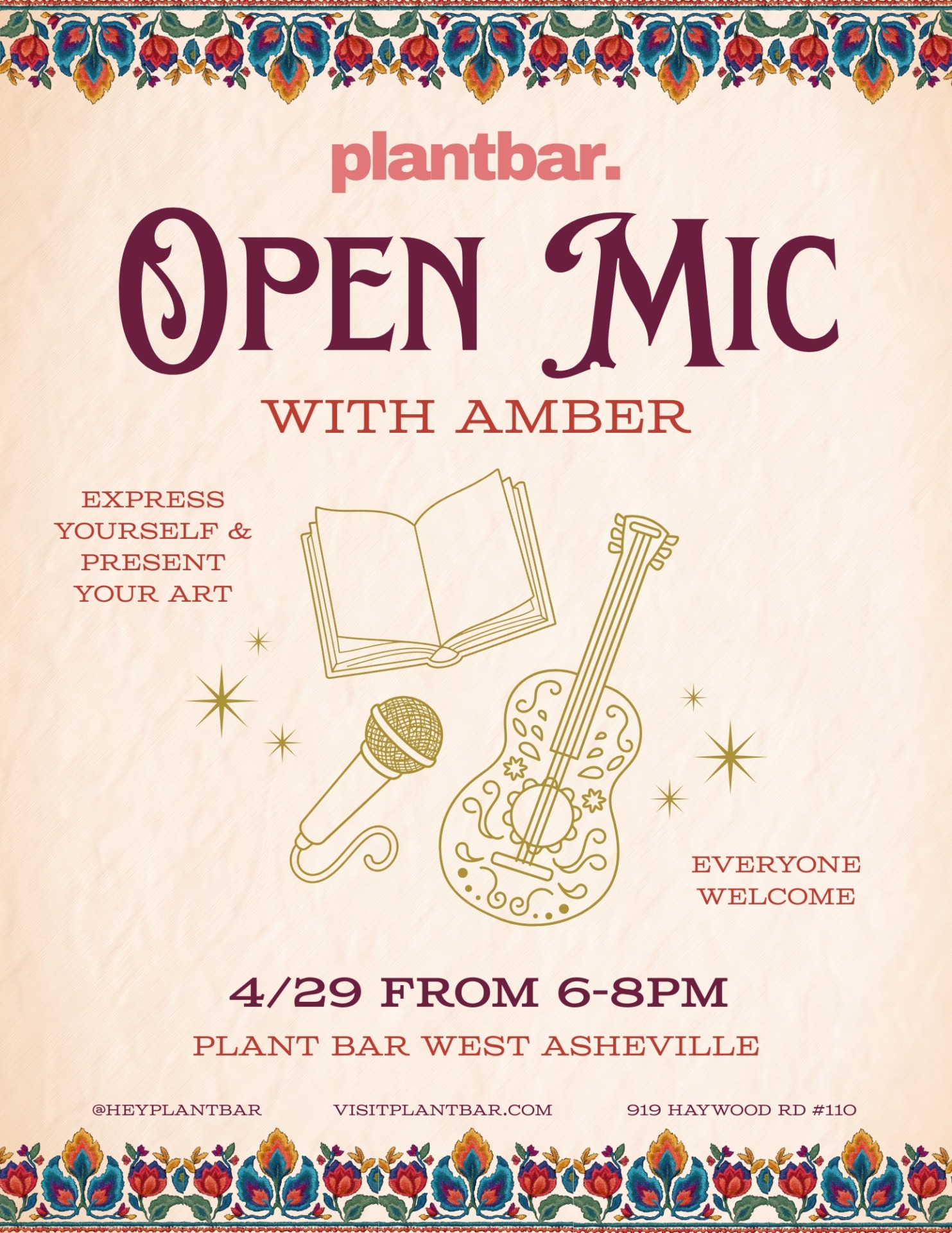 Open Mic w Amber April flyer